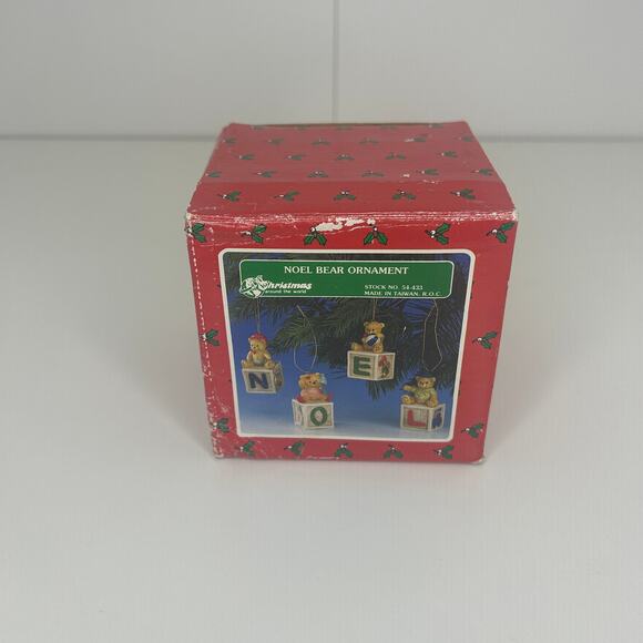 Vintage Noel Bear Ornament Set of 4 with Original Box Christmas Around the World - Picture 2 of 8